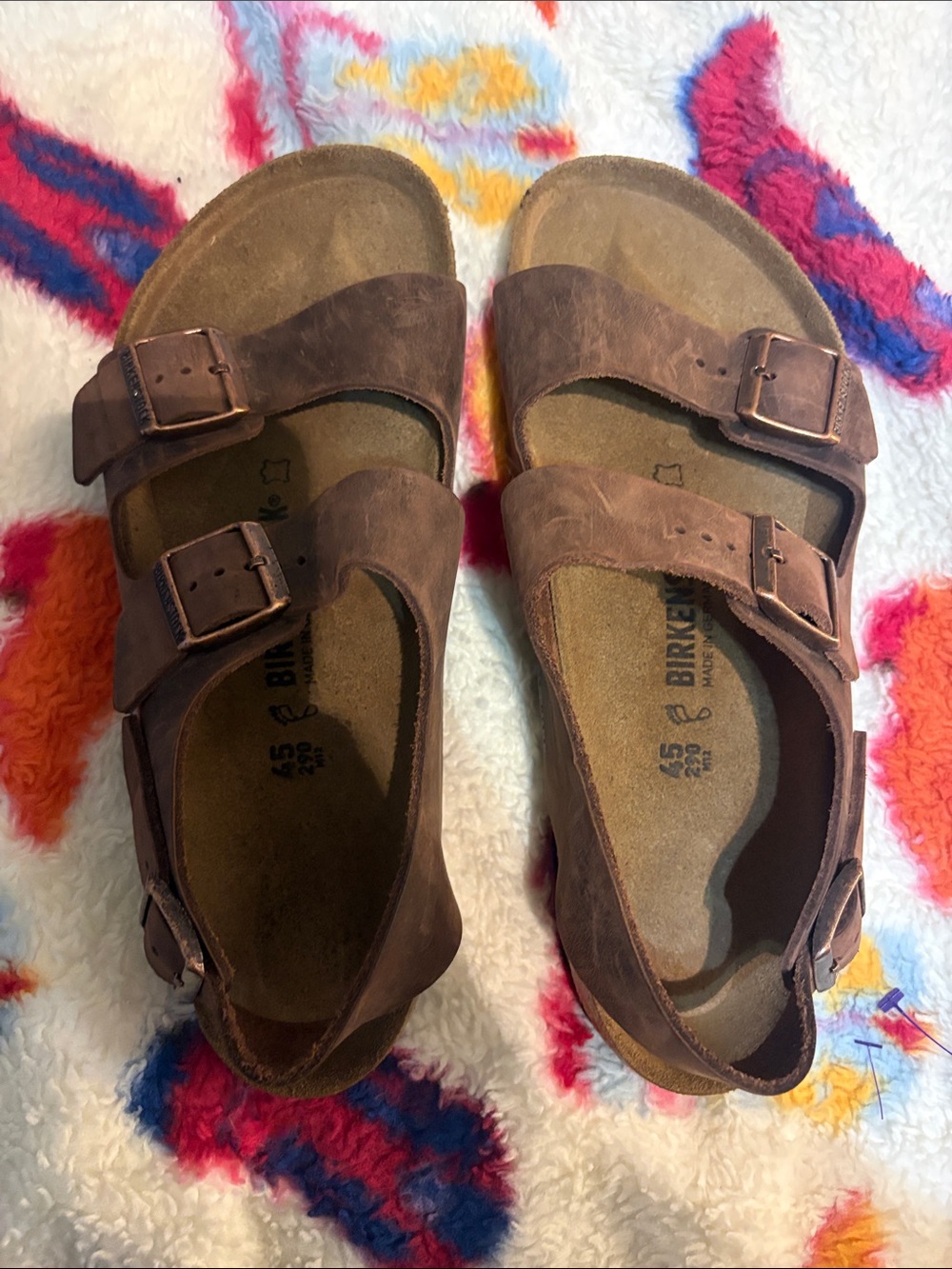 Birkenstock Men's Milano Brown Double-Buckle Leather Sandals